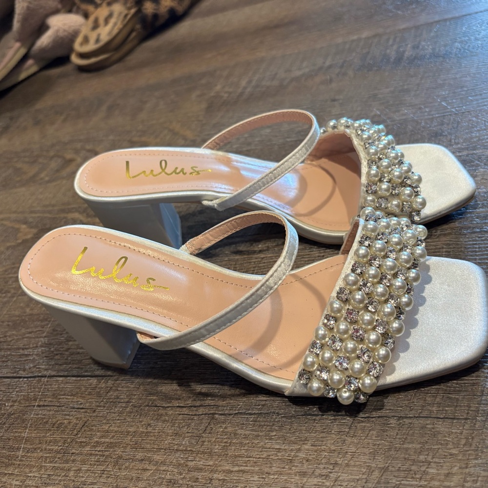 Lulu's White Pearl Embellished Women's Heels